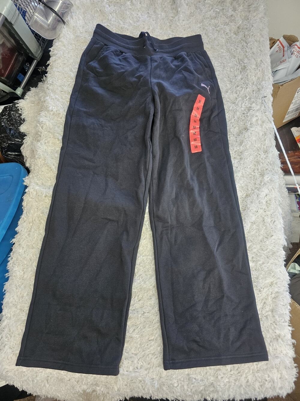 PUMA Wide Leg Fleece Sweatpants Open Bottom Lounge Pants NWT Medium M